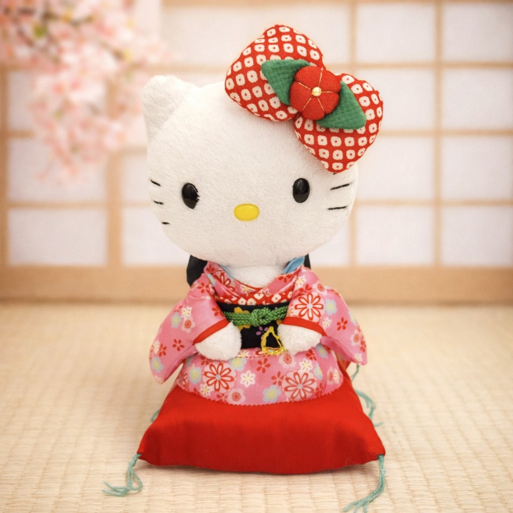 Sanrio Hello Kitty Japanese Plush Doll – Red Kimono Pillow, 8"
